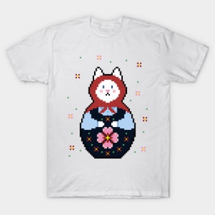 Matryoshkat with Flower Dress T-Shirt